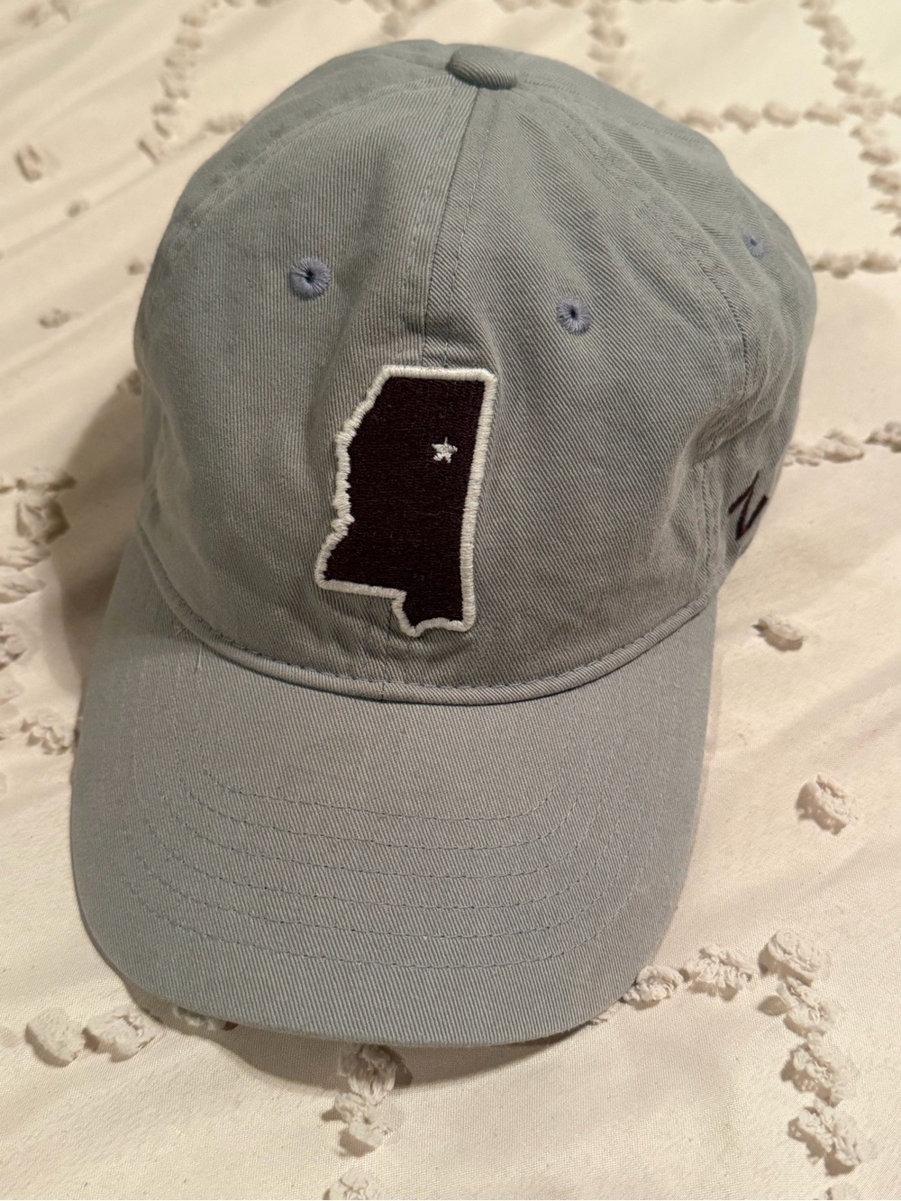 Zephyr Grey Mississippi State Hat with Maroon Patch